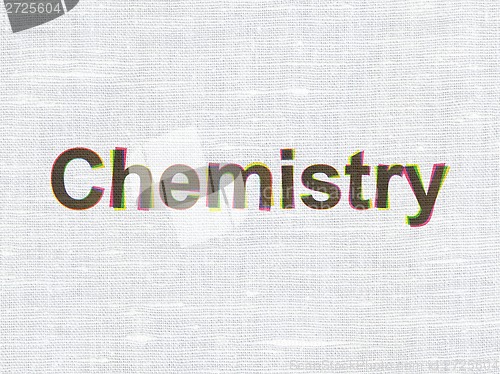 Image of Education concept: Chemistry on fabric texture background