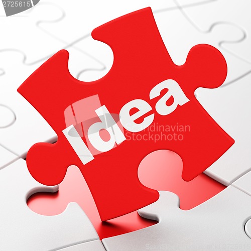 Image of Advertising concept: Idea on puzzle background