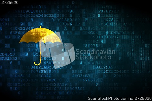 Image of Security concept: Umbrella on digital background