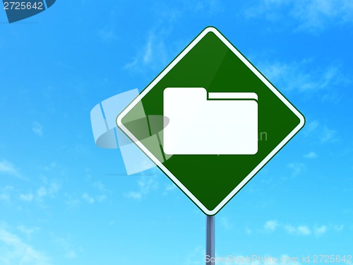 Image of Business concept: Folder on road sign background