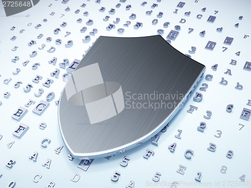 Image of Protection concept: Silver Shield on digital background