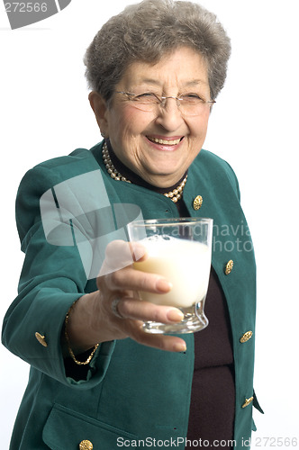 Image of healthy woman with glass of milk