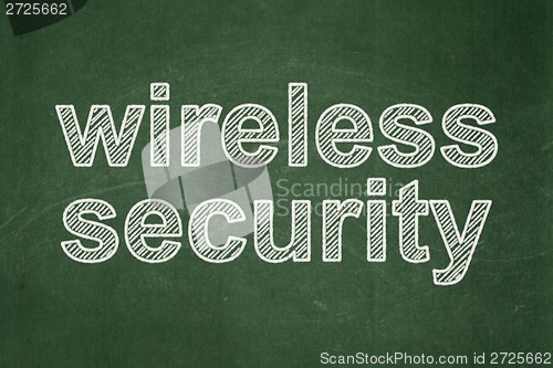 Image of Safety concept: Wireless Security on chalkboard background