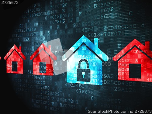 Image of Privacy concept: Home on digital background