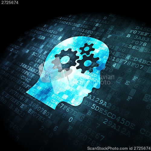 Image of Information concept: Head With Gears on digital background