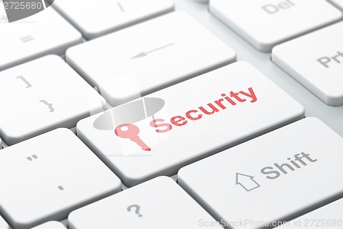 Image of Safety concept: Key and Security on computer keyboard background