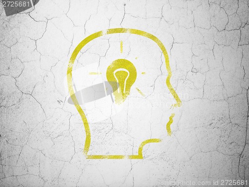 Image of Finance concept: Head With Lightbulb on wall background