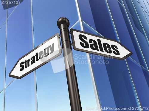 Image of Marketing concept: sign Sales Strategy on Building background