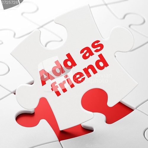 Image of Social media concept: Add as Friend on puzzle background