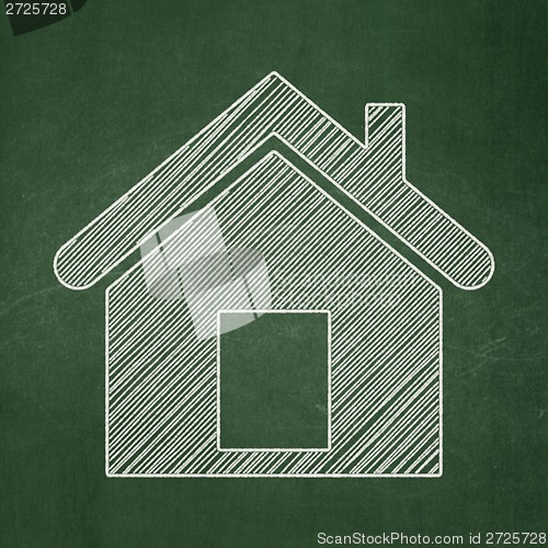 Image of Privacy concept: Home on chalkboard background