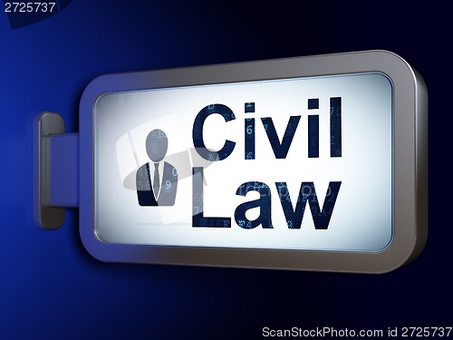 Image of Civil Law and Business Man on billboard background