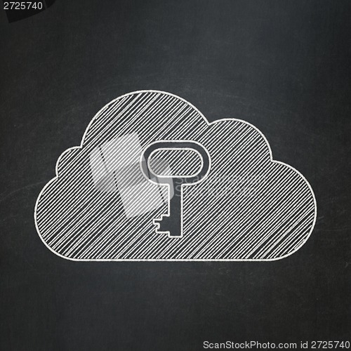 Image of Technology concept: Cloud With Key on chalkboard background