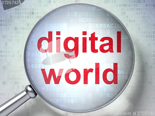 Image of Information concept: Digital World with optical glass