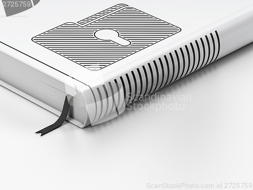 Image of Business concept: closed book, Folder With Keyhole on white background