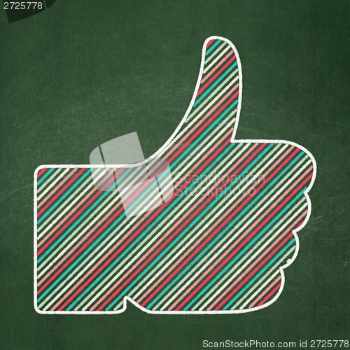 Image of Social media concept: Thumb Up on chalkboard background