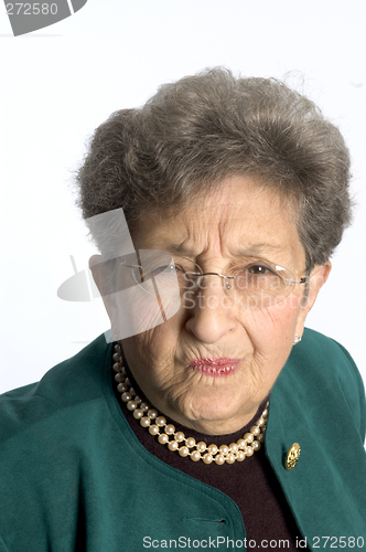 Image of senior woman with skeptical look