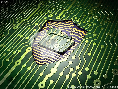 Image of Business concept: Folder With Shield on circuit board background
