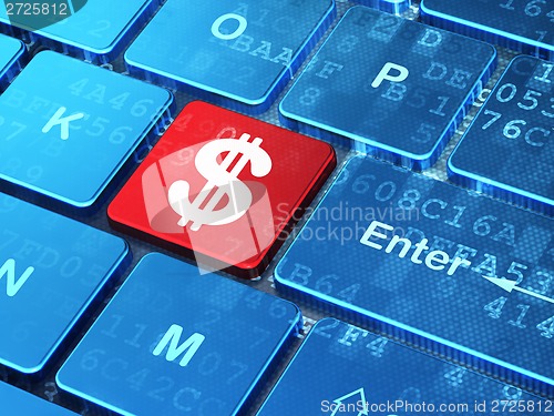 Image of Currency concept: Dollar on computer keyboard background