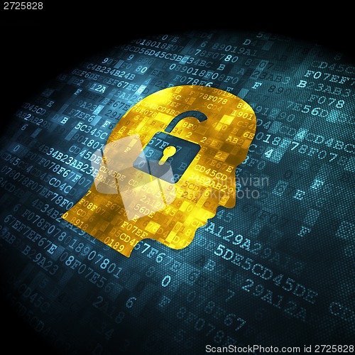 Image of Finance concept: Head With Padlock on digital background