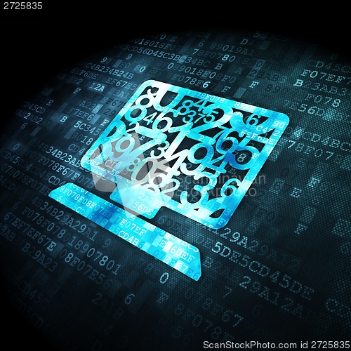 Image of Education concept: Computer Pc on digital background
