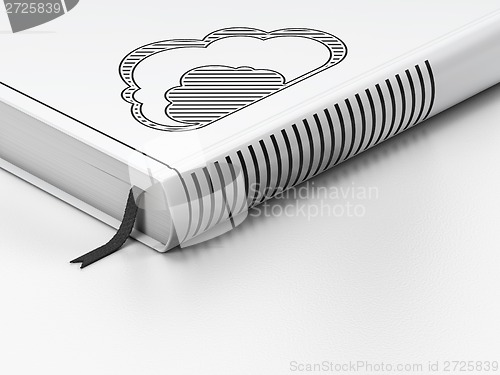 Image of Closed book, Cloud on white background