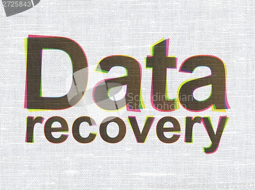 Image of Information concept: Data Recovery on fabric texture background