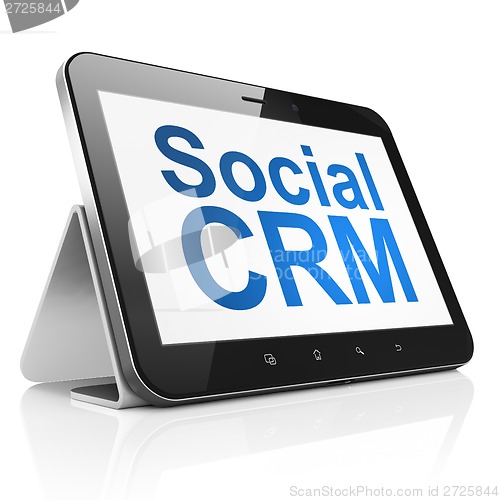 Image of Business concept: Social CRM on tablet pc computer