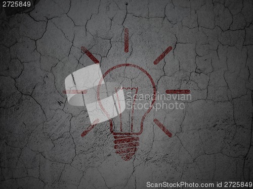 Image of Finance concept: Light Bulb on grunge wall background