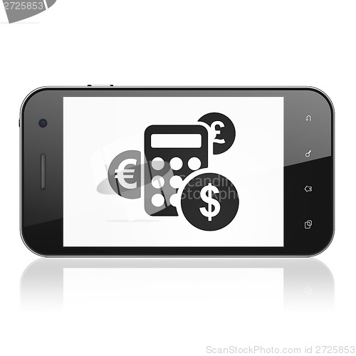 Image of Advertising concept: Calculator on smartphone