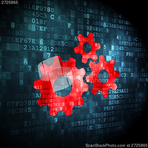 Image of Web development concept: Gears on digital background