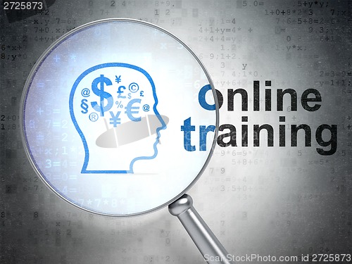 Image of Head With Finance Symbol and Online Training optical glass