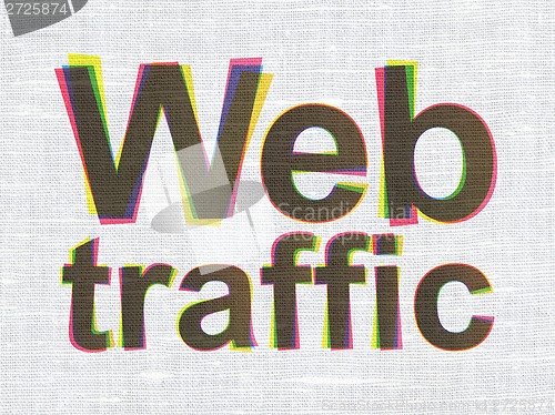 Image of Web Traffic on fabric texture background