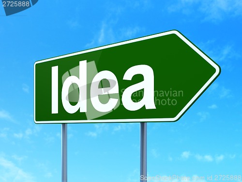 Image of Advertising concept: Idea on road sign background