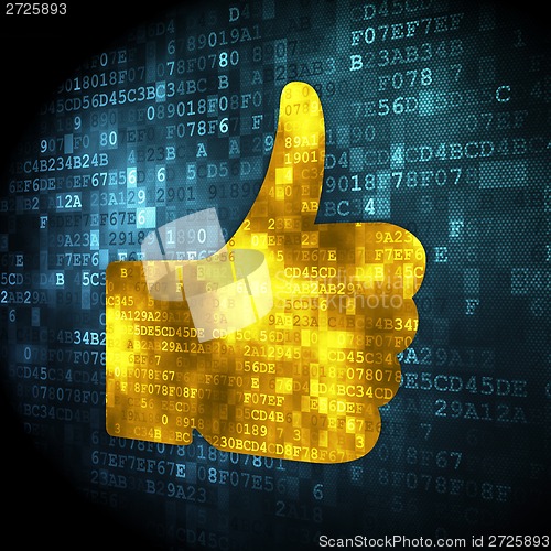 Image of Social media concept: Thumb Up on digital background