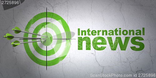 Image of News concept: target and International News on wall background