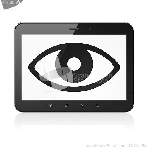 Image of Protection concept: Eye on tablet pc computer