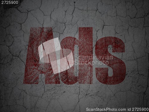 Image of Advertising concept: Ads on grunge wall background