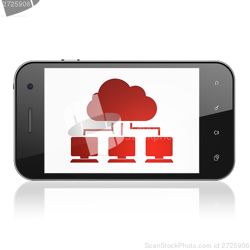 Image of Networking concept: Cloud Network on smartphone