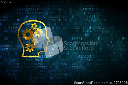 Image of Education concept: Head With Gears on digital background