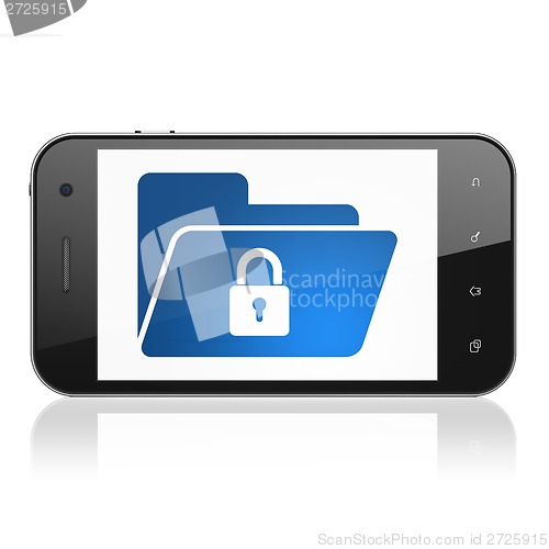Image of Finance concept: Folder With Lock on smartphone