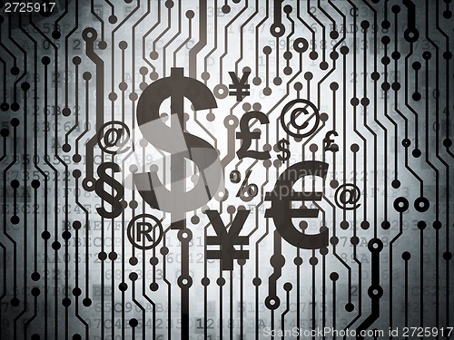 Image of Advertising concept: circuit board with Finance Symbol
