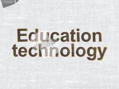 Image of Education Technology on fabric texture background