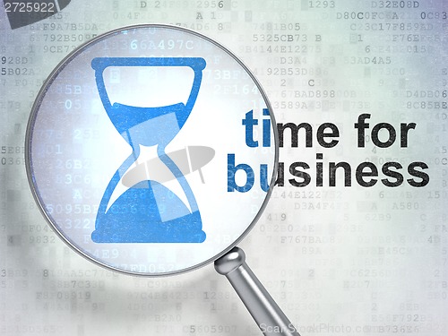 Image of Hourglass and Time for Business with optical glass