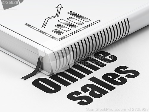 Image of Marketing concept: book Growth Graph, Online Sales on white background