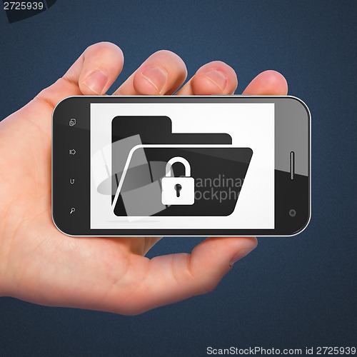 Image of Business concept: Folder With Lock on smartphone