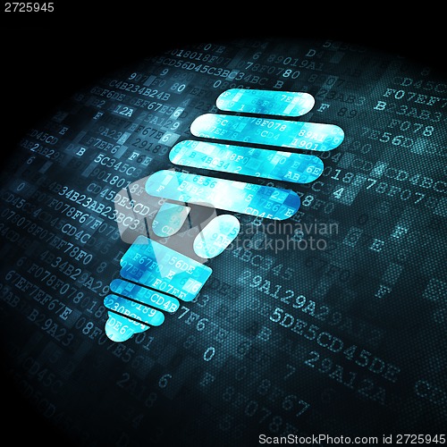 Image of Business concept: Energy Saving Lamp on digital background