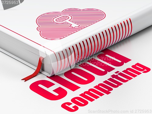 Image of Networking concept: book Cloud With Key, Computing on white background