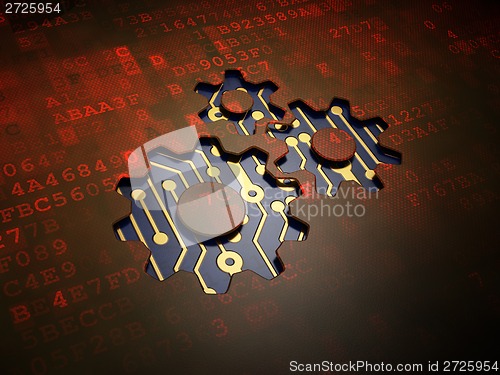 Image of Business concept: Gears on digital screen background
