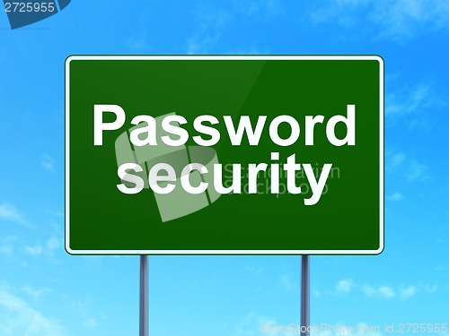 Image of Protection concept: Password Security on road sign background