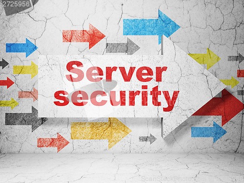 Image of Arrow with Server Security on grunge wall background